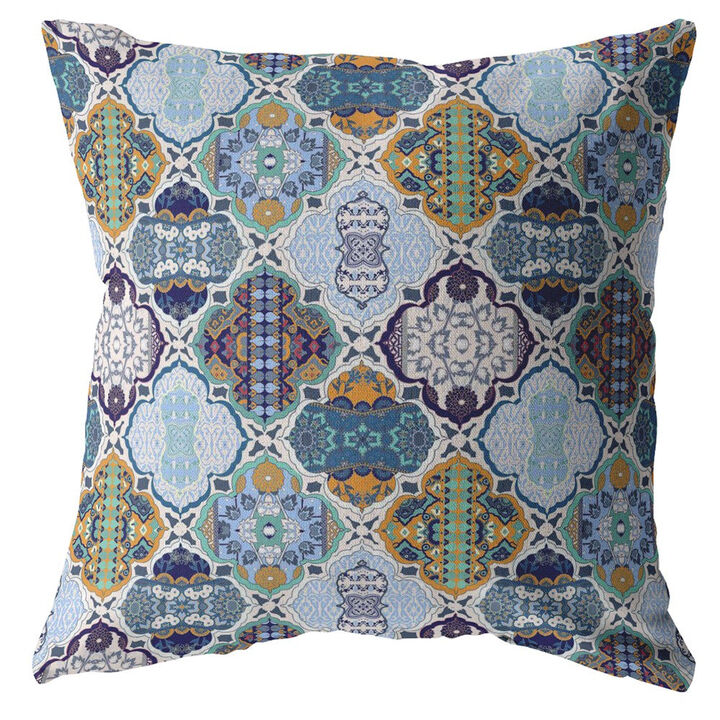 Hivvago 18"Orange Blue Trellis Suede Zippered Throw Pillow