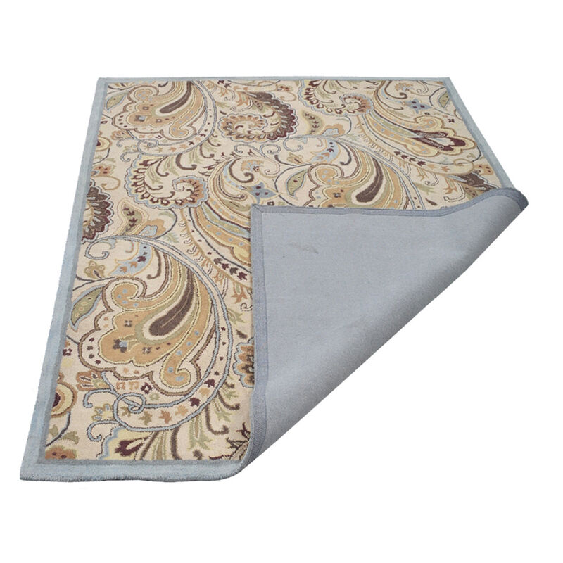 RUGSOTIC CARPETS HAND TUFTED WOOL ECO-FRIENDLY AREA RUGS  - 9'x12', Rectangle Shape, Cream, Floral Modern Design, High Pile Thick Handmade Anti Skid Area Rugs for Living Room, Bed Room (K00502)