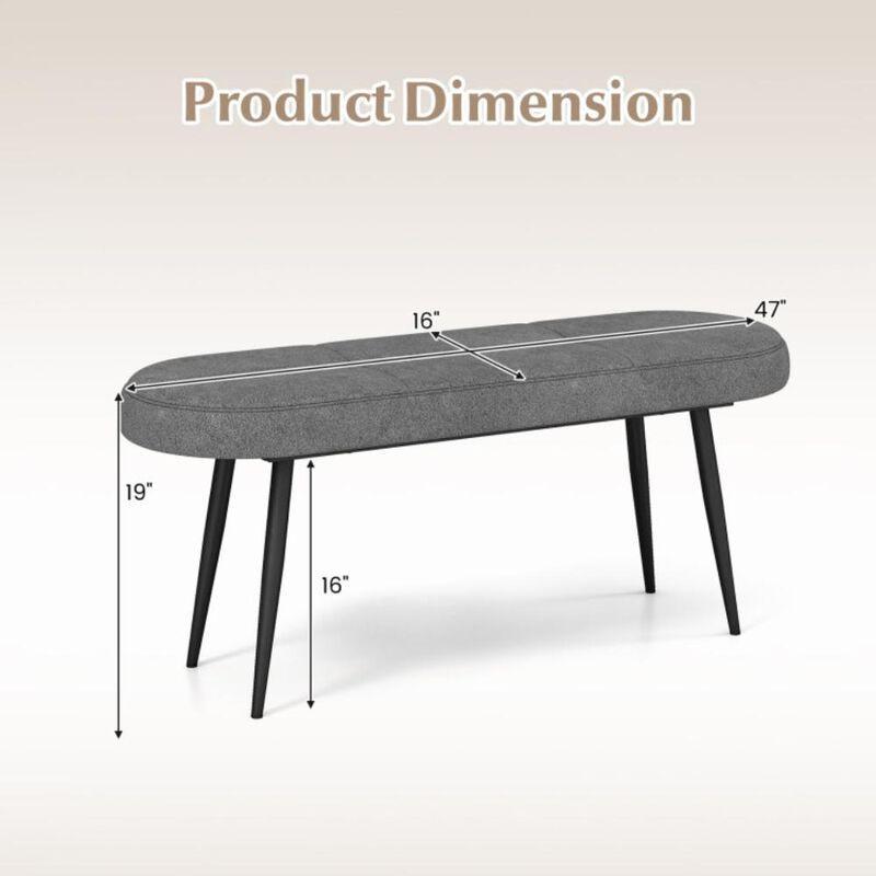 Hivvago 47 Inch Upholstered Entryway Bench with Heavy-duty Metal Frame