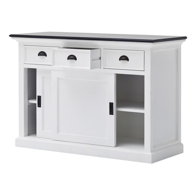 Belen Kox Contrast Sliding Door Buffet in Classic White & Black, Belen Kox