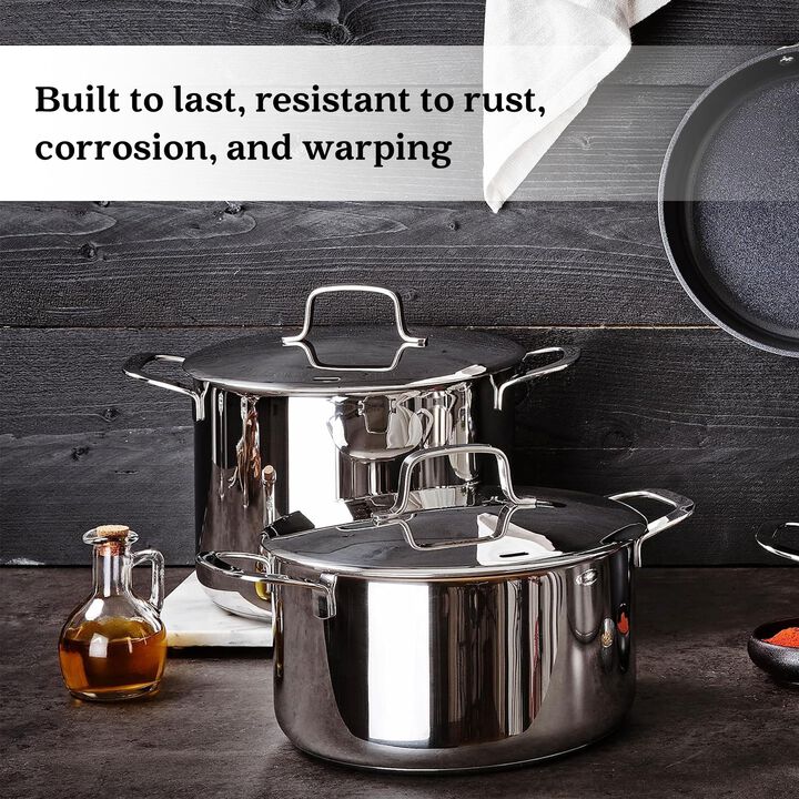 Alva Maestro 18/10 Stainless Steel Stock Pot w/  Lid 4 Qt. Stay Cool Handle, Scratch Resistant Healthy Cooking Soup Pot, Non Toxic Casserole, Compatible with All Stovetops, Oven Safe & Induction Safe