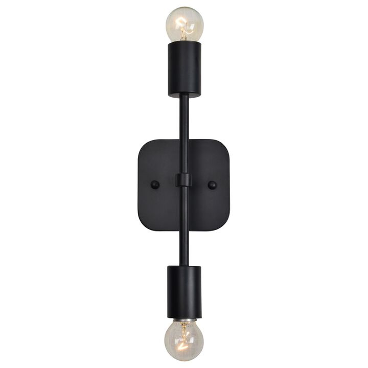 12" Matte Black Finished 2-Light Wall Sconce