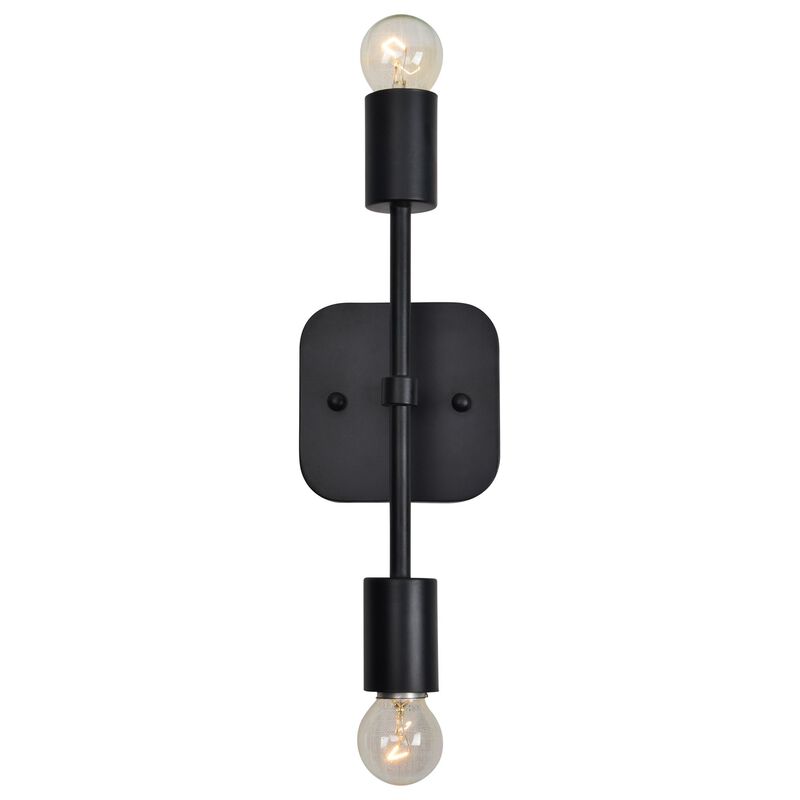 12" Matte Black Finished 2-Light Wall Sconce