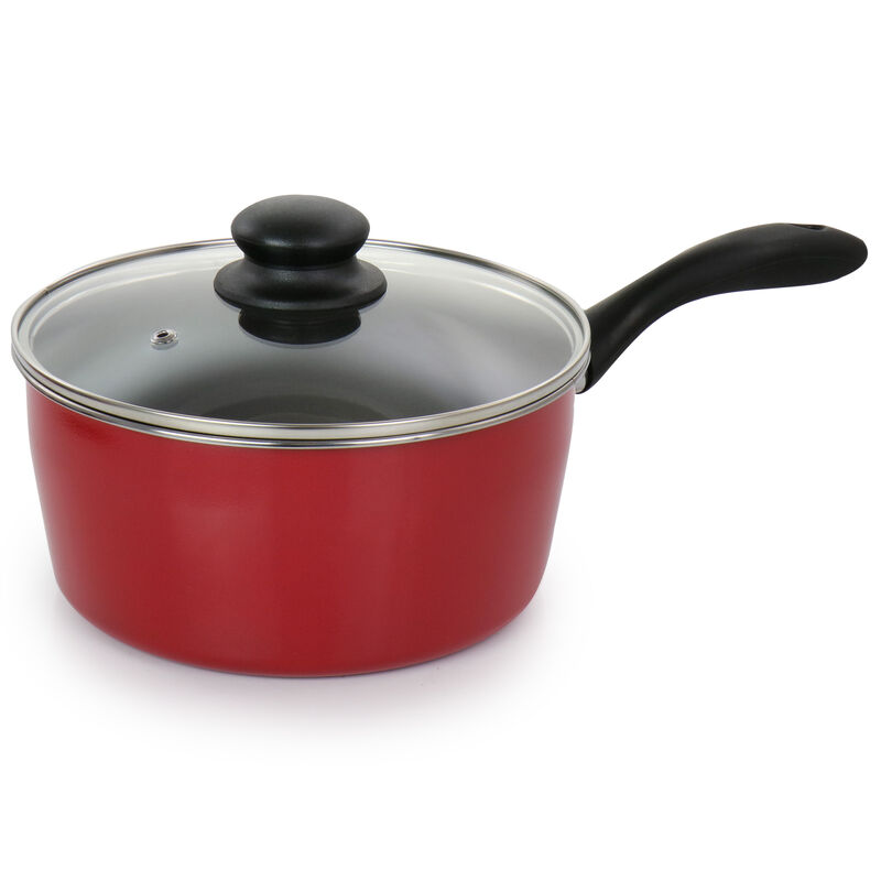 Gibson Home Armada 7 Piece Nonstick Carbon Steel Cookware Set in Red
