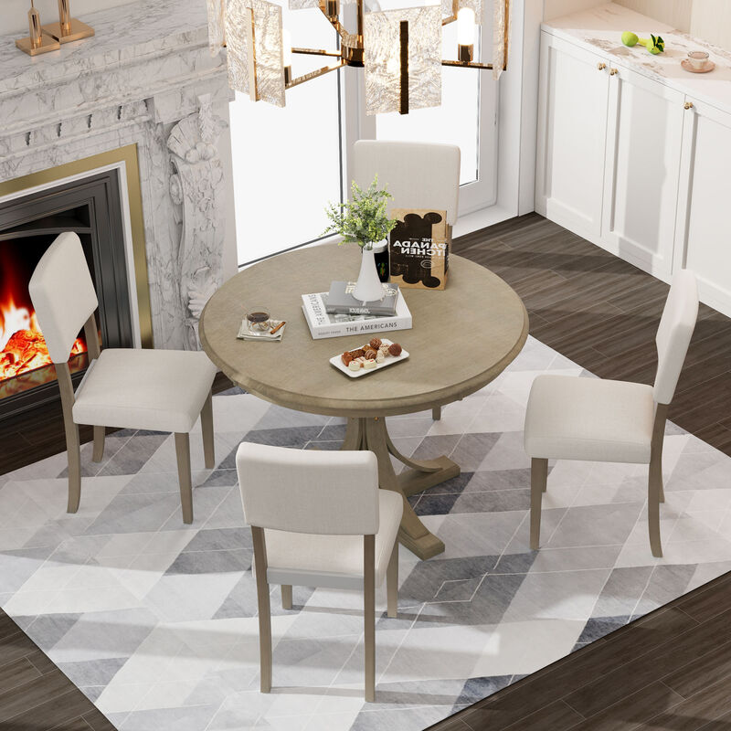 Merax 5-Piece Retro Round Dining Table Set