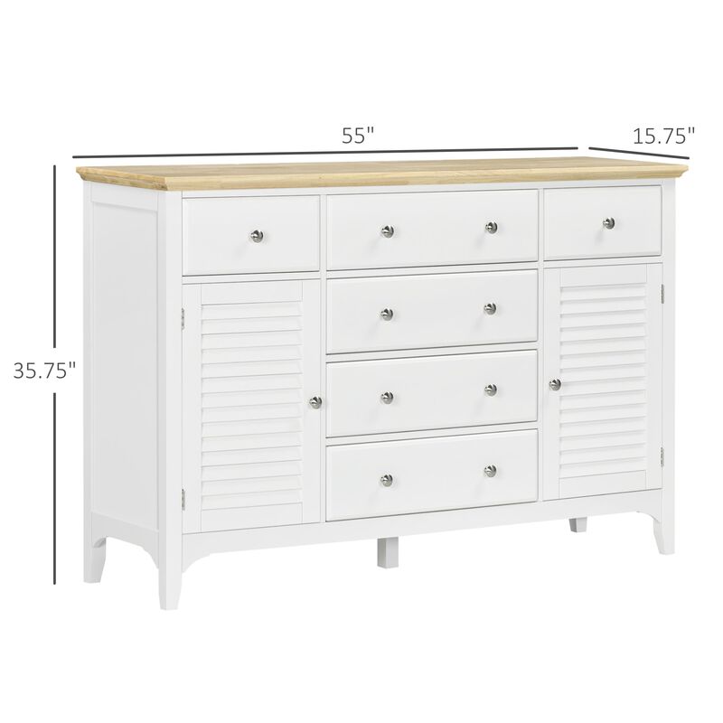 White Kitchen Buffet: Modern Sideboard with Rubberwood Top