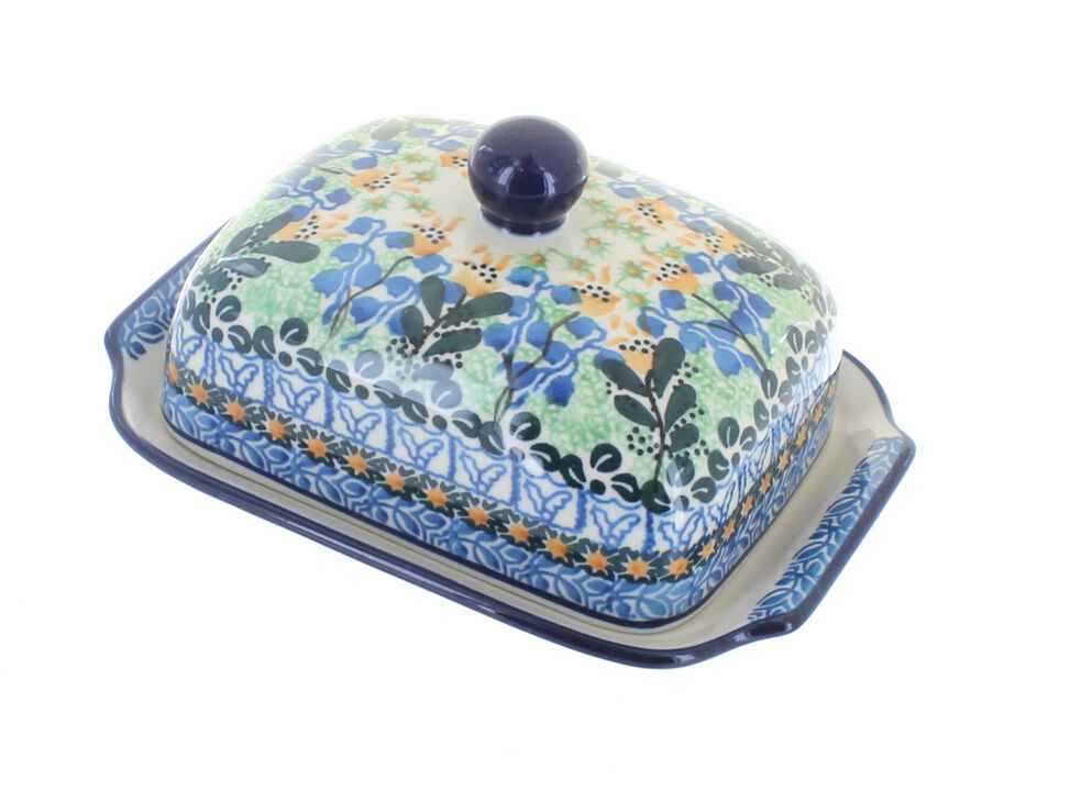 Blue Rose Polish Pottery Maria Butter Dish