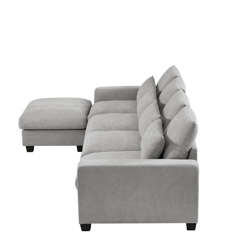 Feather Filled L-Shape Convertible Sectional Sofa