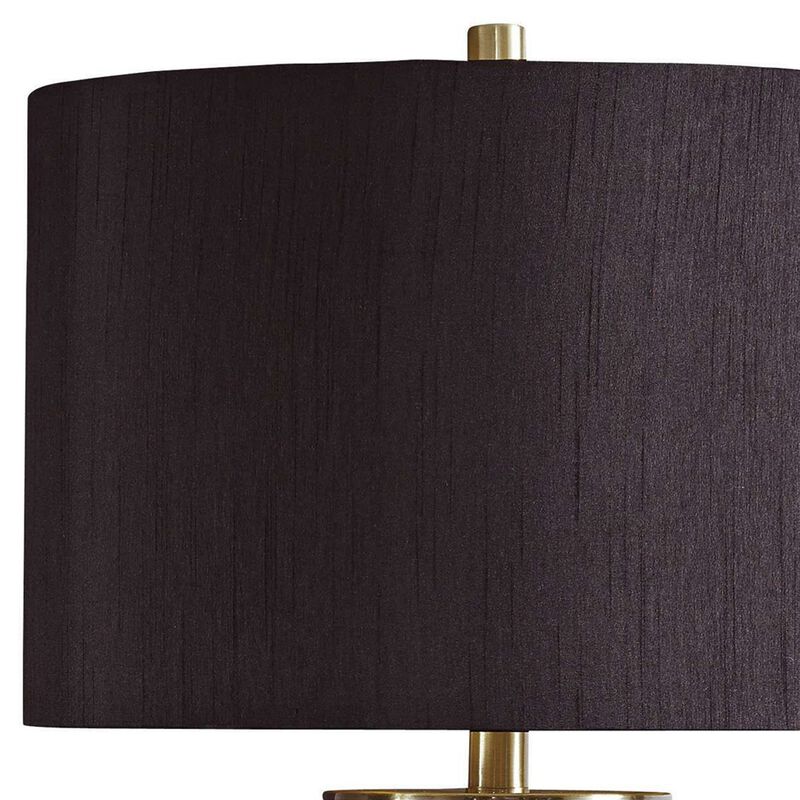 Faux Concrete and Metal Base Table Lamp, Set of 2, Brass and Gray-Benzara