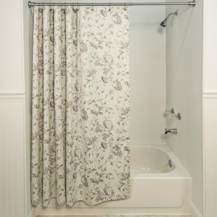 Ellis Curtain Abigail Classic Floral Design Button Holes Shower Curtain 72" x 72" Lilac