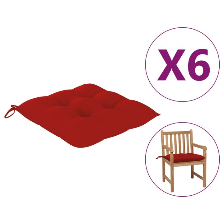 vidaXL Chair Cushions 6 pcs Red 19.7"x19.7"x2.8" Fabric
