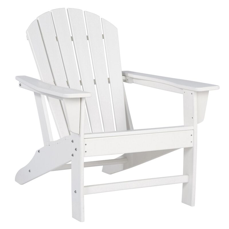 Contemporary Plastic Adirondack Chair with Slatted Back, White-Benzara