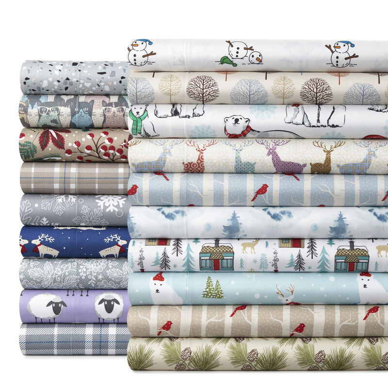 Micro Flannel Printed Deep-Pocket Sheet Set