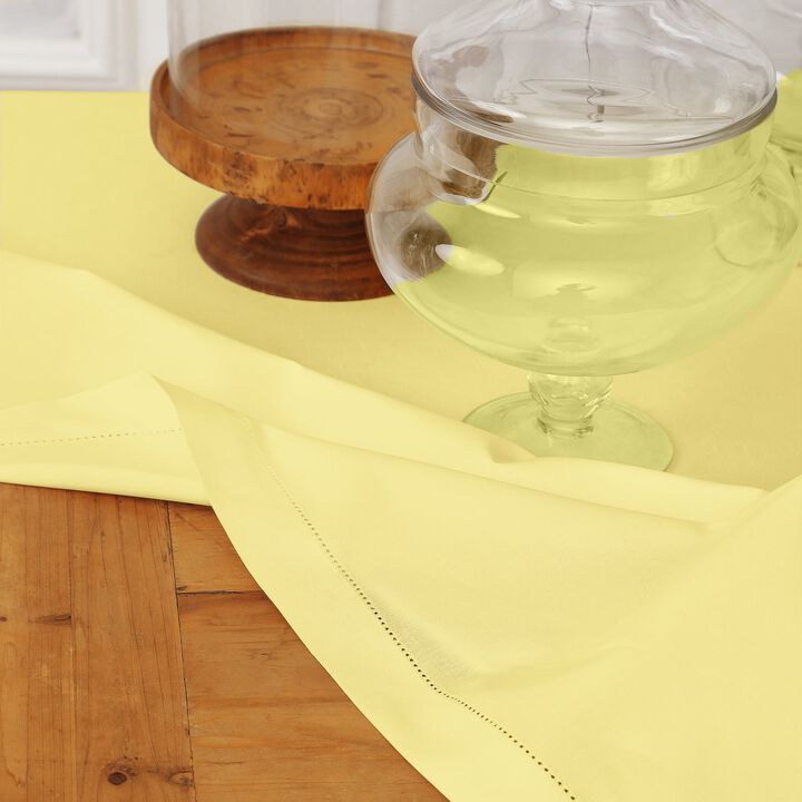 Solino Home Cotton Linen Hemstitch Tablecloth for Thanksgiving, Christmas