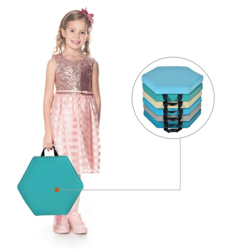 Hivvago 6 Pieces Multifunctional Hexagon Toddler Floor Cushions Classroom Seating with Handles