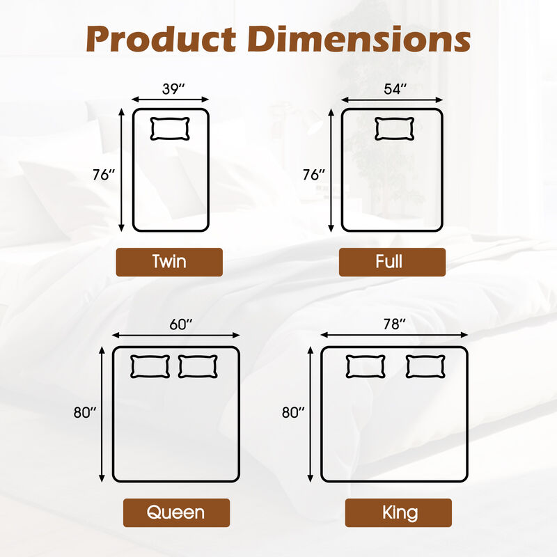 Machine Washable Electric Bed Warmer with Dual Controller 9 Heat Setting and 9-Hour Auto Off and Overheat Protection