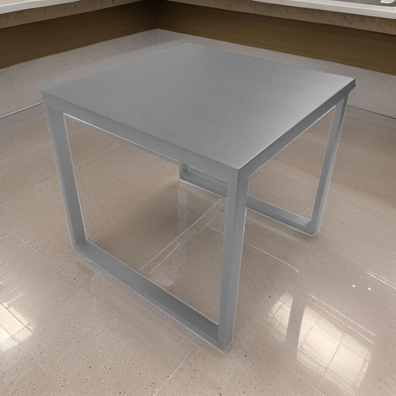 Tom 22 Inch Side End Table, Square Top, Square Legs, Gray Brushed Metal - Benzara