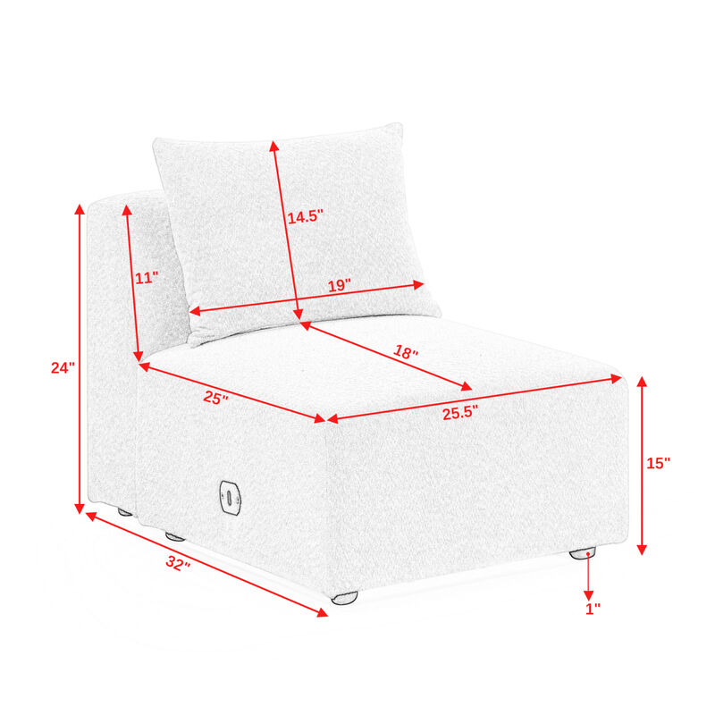 Modular U-Shaped Sectional Sofa Set, Navy Color