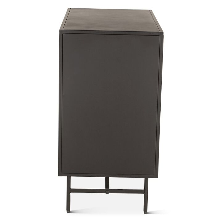 World Interiors St. George 18 Side Table with Glass Top in Oxidized Black