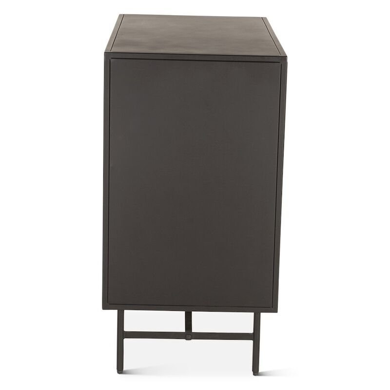 World Interiors St. George 18 Side Table with Glass Top in Oxidized Black