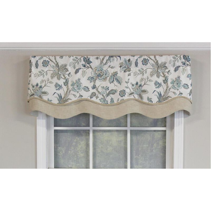 RLF Home Gianna Glory Valance Spa. 3" Rod Pocket, Layered, Trimmed. 50"W X 16"L