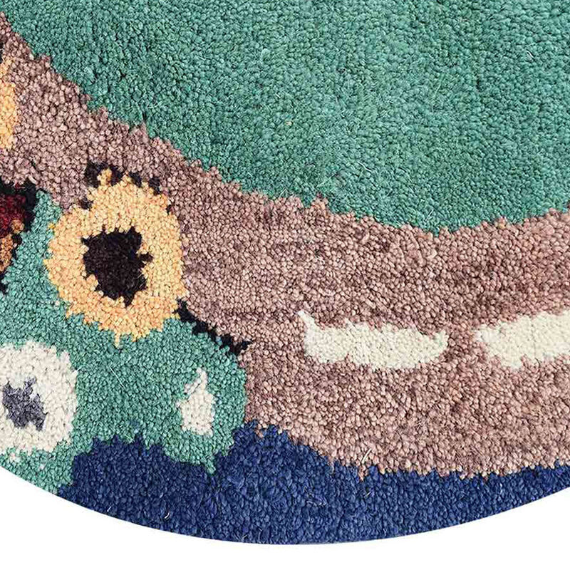 RUGSOTIC CARPETS HAND TUFTED WOOL ECO-FRIENDLY AREA RUGS  - 2'3''x4'6'', Novelty Shape, Green, Kids Design, High Pile Thick Handmade Anti Skid Area Rugs for Living Room, Bed Room (K03015)