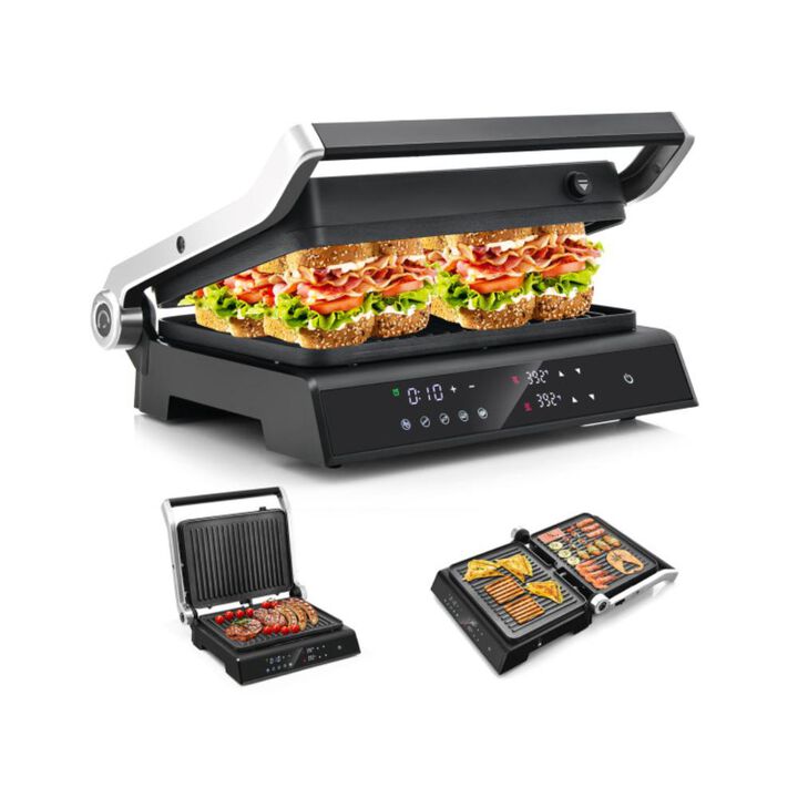Hivvago 3 in 1 Indoor Electric Panini Press Grill with LED Display-Black