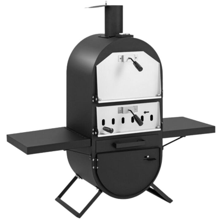 Hivvago Outdoor Pizza Oven with 600D Oxford Fabric Cover 12 Inch Pizza Stone and Cooking Grill