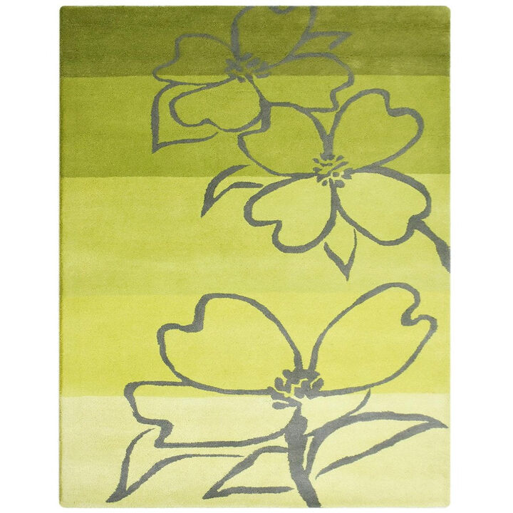 RUGSOTIC CARPETS HAND TUFTED WOOL ECO-FRIENDLY AREA RUGS  - 5'x7'6'', Rectangle Shape, Green, Floral Modern Design, High Pile Thick Handmade Anti Skid Area Rugs for Living Room, Bed Room (K03108)