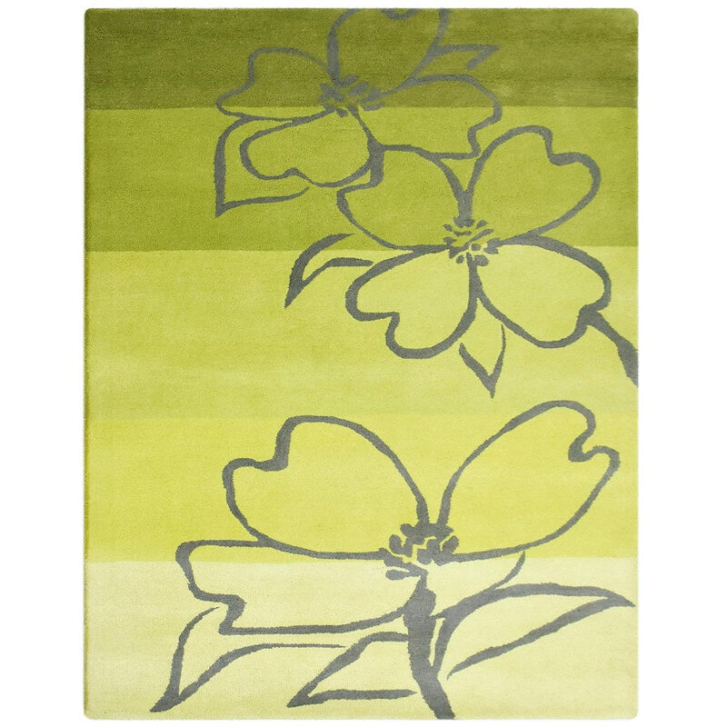 RUGSOTIC CARPETS HAND TUFTED WOOL ECO-FRIENDLY AREA RUGS  - 5'x7'6'', Rectangle Shape, Green, Floral Modern Design, High Pile Thick Handmade Anti Skid Area Rugs for Living Room, Bed Room (K03108)