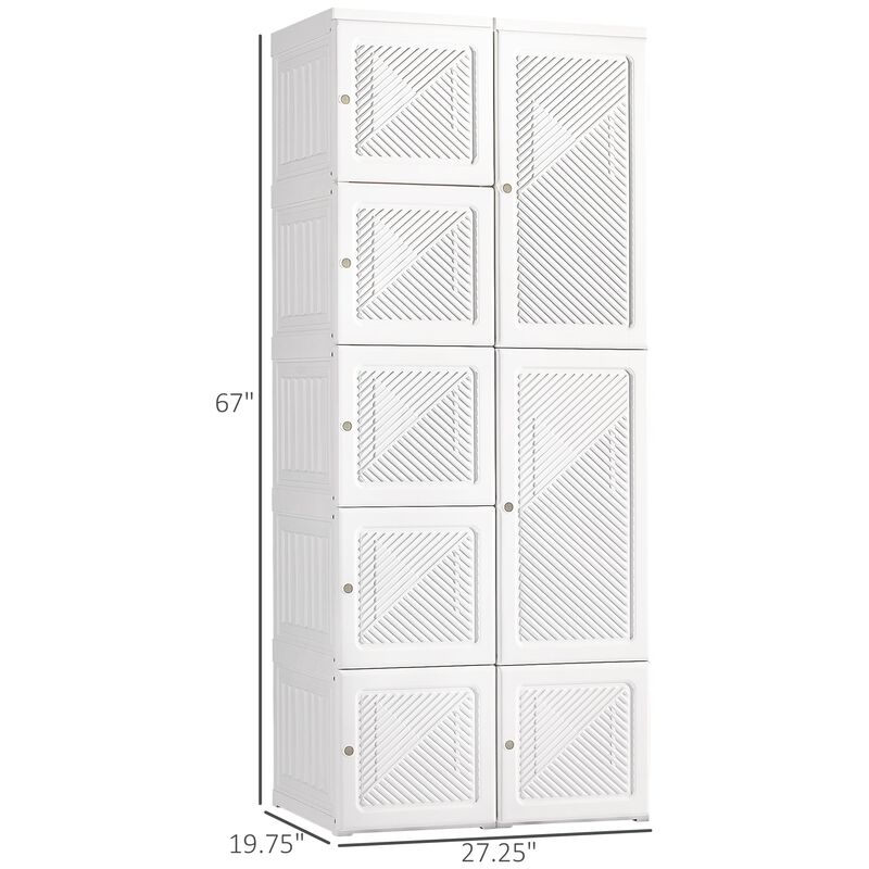 White Clothing Storage: Portable Folding Wardrobe with Magnet Doors