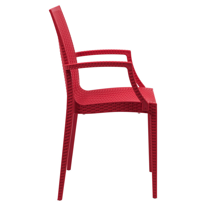 LeisureMod Weave Mace Indoor/Outdoor Chair (With Arms) in Green