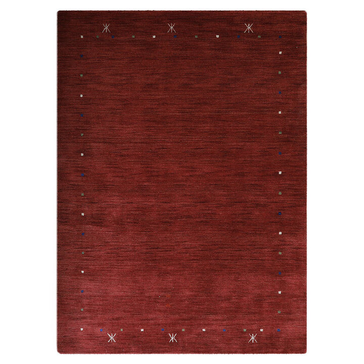 RUGSOTIC CARPETS HAND KNOTTED LOOM WOOL ECO-FRIENDLY AREA RUGS  - 9'x12', Rectangle, Red Color, Contemporary Modern Design, High Pile Thick Handmade Anti Skid Rugs for Living Room (L00109)