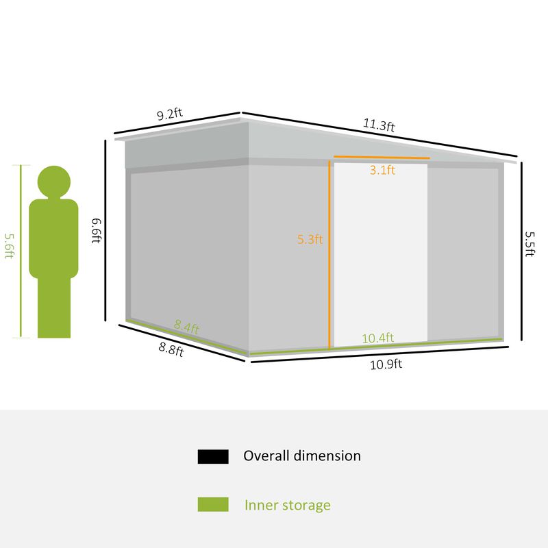 Blue Garden Storage: 11'x9' Shed with Lockable Doors and Air Vents