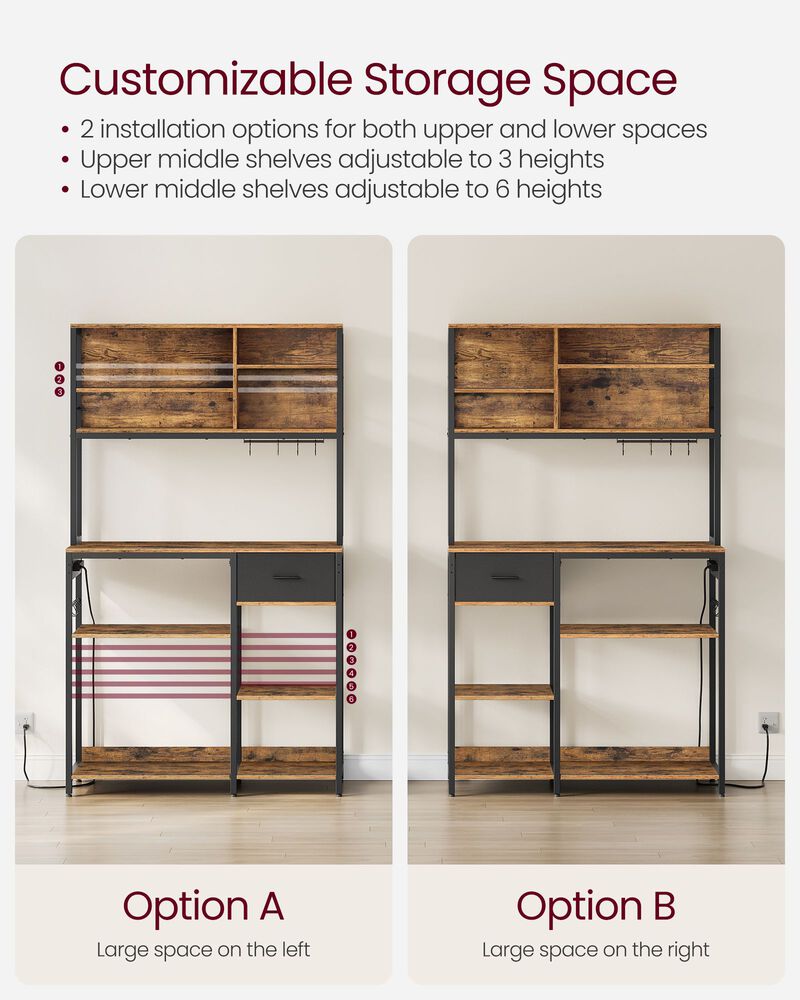Bakers Rack with 12 Hooks: Versatile Storage and Display for Kitchen and Home