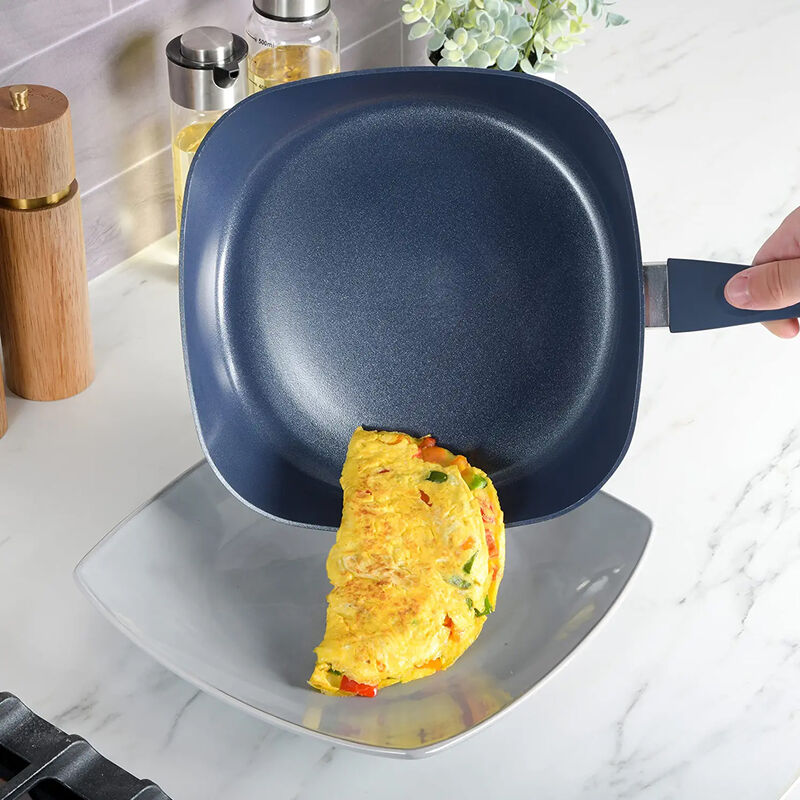 Soho Lounge Diamond 10 Piece Ceramic Nonstick Aluminum Cookware Set in Blue