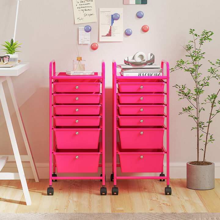 Multifunctional 6 Drawers Rolling Storage Cart Organizer