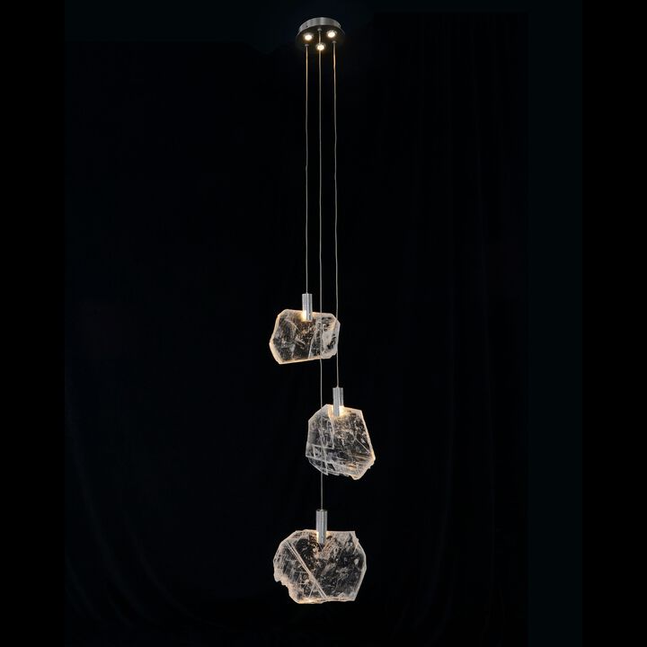 Moonlight Sonata Selenite Pane Six-Light Droplight Chandelier