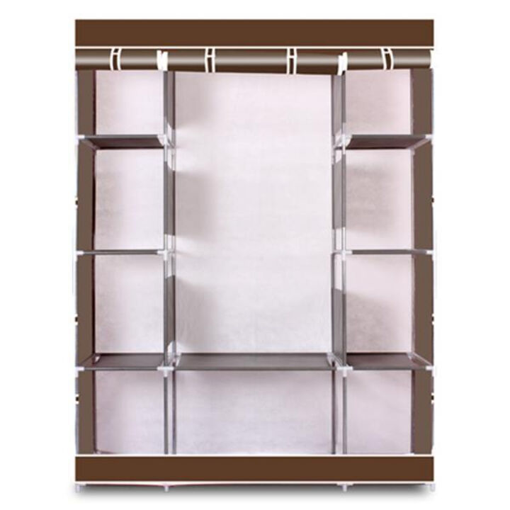 Portable 4-Layer Non-Woven Fabric Wardrobe with 10 Storage Compartments