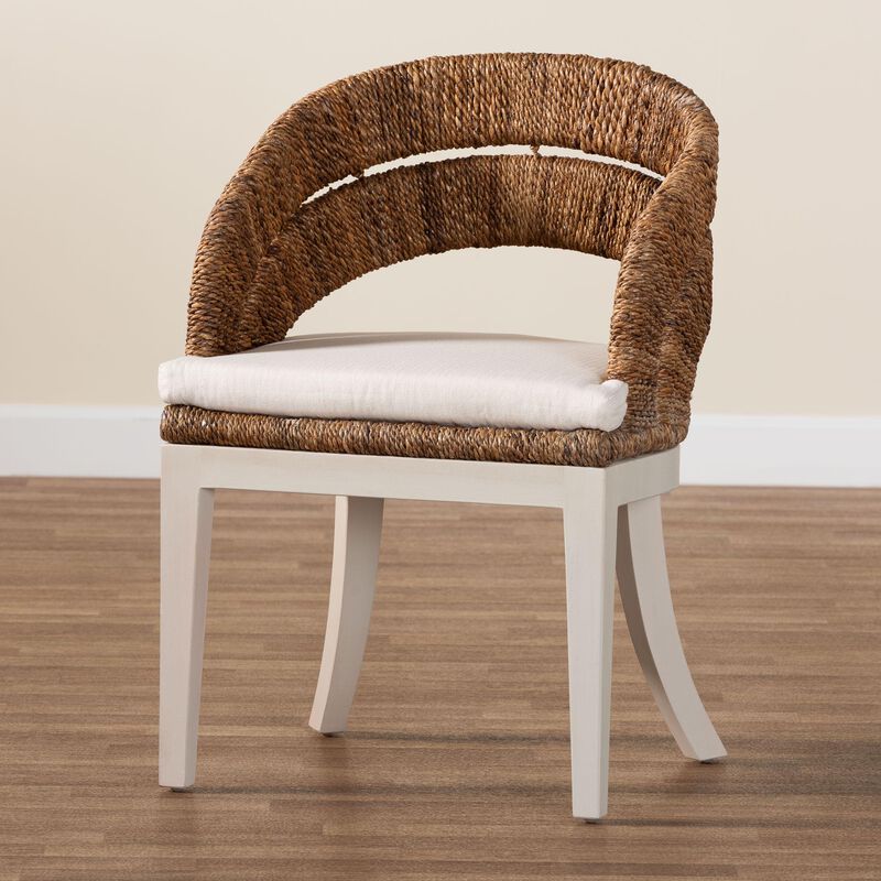 bali & pari Ubud Bohemian Natural Seagrass and Mahogany Wood Dining Chair