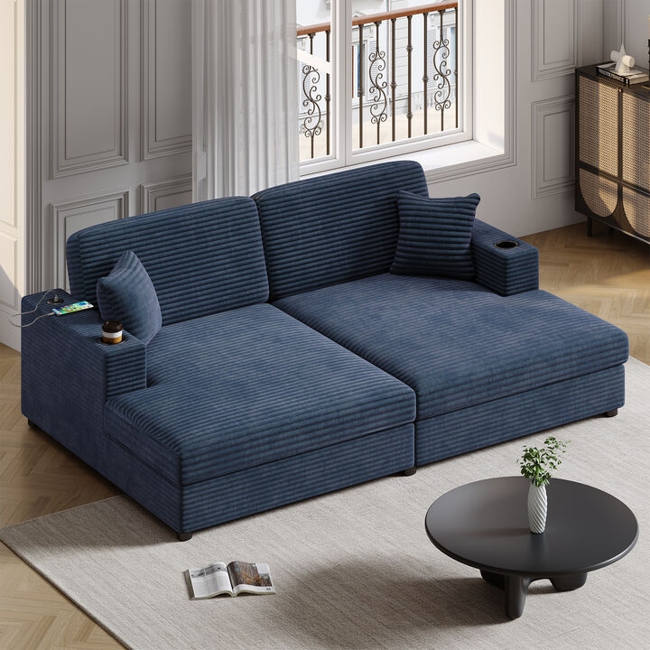 Merax Oversized Loveseat Chaise Lounge Sectional Sofa