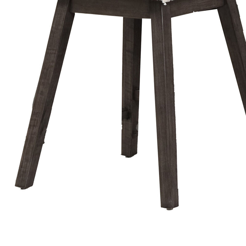 Ghy 25 Inch Swivel Counter Chair Set of 2, White Textured Upholstery, Brown - Benzara