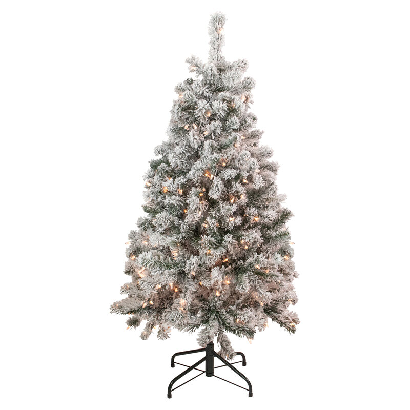 4.5' Pre-Lit Flocked Madison Pine Artificial Christmas Tree  Clear Lights
