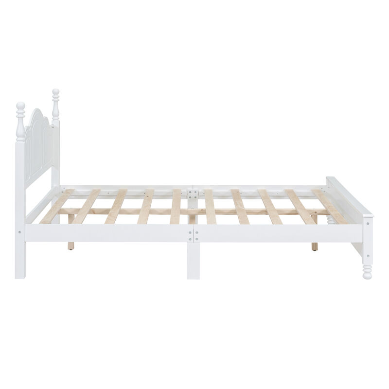 3-Pieces Bedroom Sets, Queen Size Wood Platform Bed And Two Nightstands-White