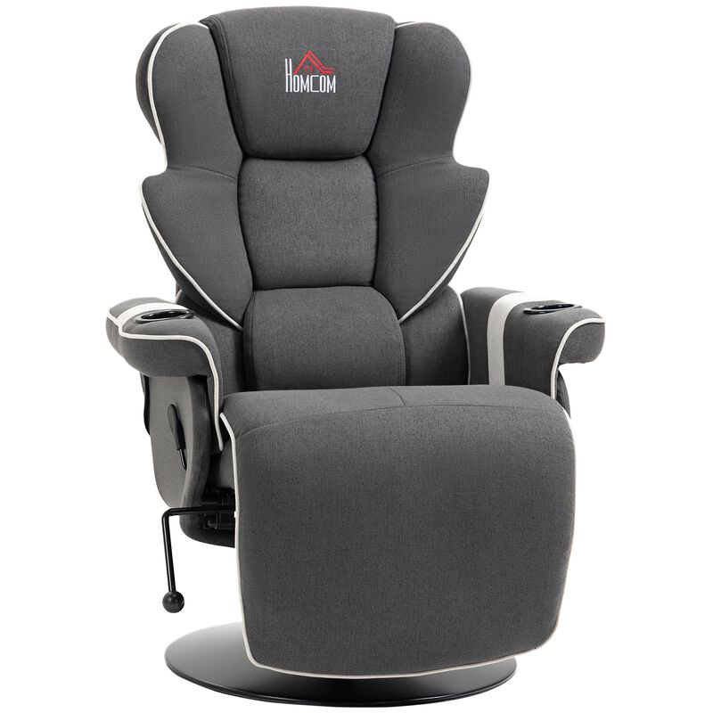 Black Living Room Comfort: Manual Swivel Recliner with Cup Holders