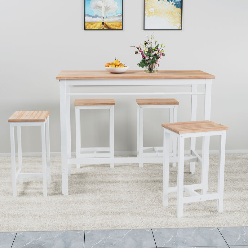 5-Piece Modern Kitchen Table Set with Four Bar Stools Stylish Bar Table Set for Dining and Entertaining