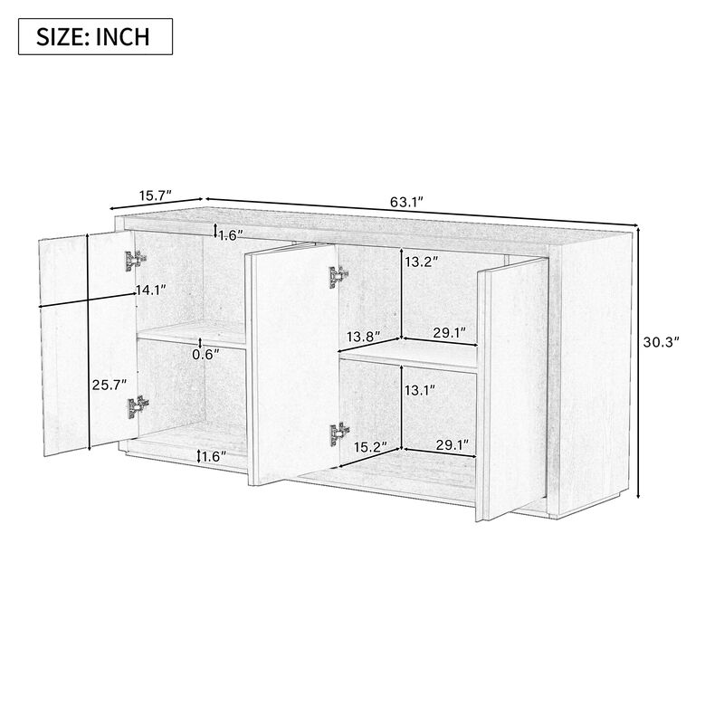 Merax 4-Door Cabinet Sideboard with Ash Veneer