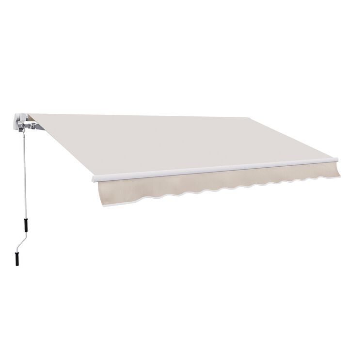 Beige Outdoor Shade: 8'x7' Manual Retractable Patio Awning