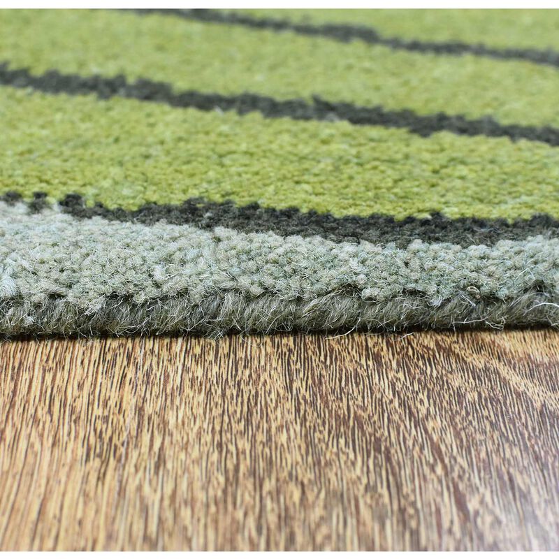 RUGSOTIC CARPETS HAND TUFTED WOOL ECO-FRIENDLY AREA RUGS  - 3'x5', Rectangle Shape, Green, Abstract Modern Design, High Pile Thick Handmade Anti Skid Area Rugs for Living Room, Bed Room (K00672)