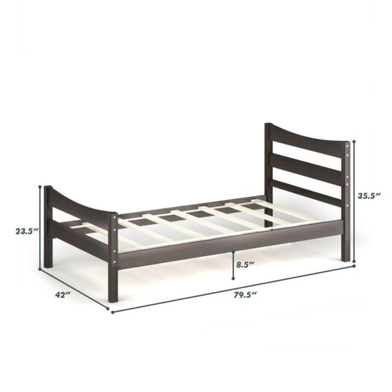 Hivvago Rustic Style Platform Bed Frame with Headboard and Footboard